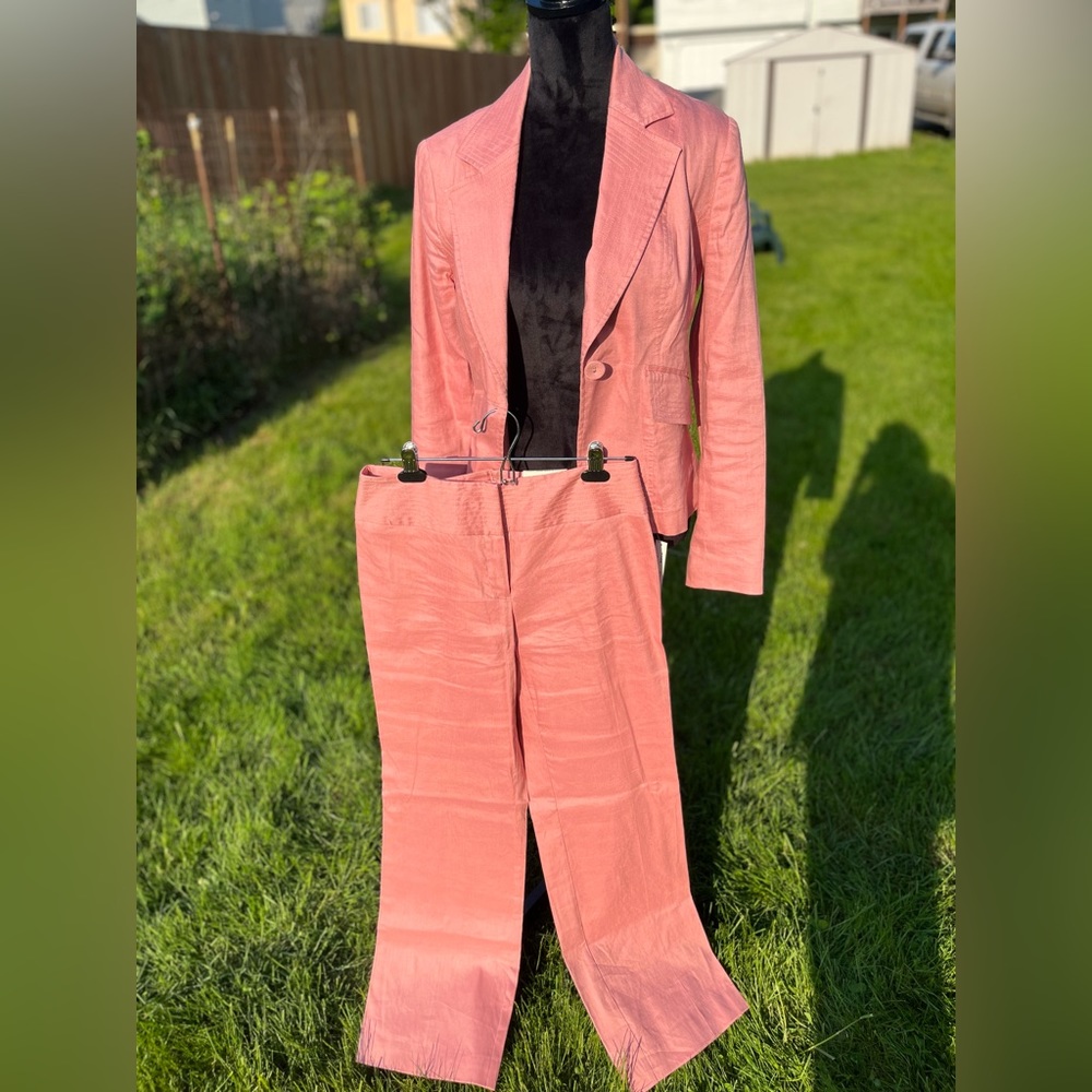 Barbie pink suit linen dress pants suit trousers wide leg size 4